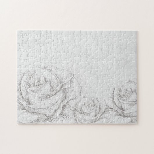 Vintage Rose Blumengrau dekorativ Puzzle (Horizontal)