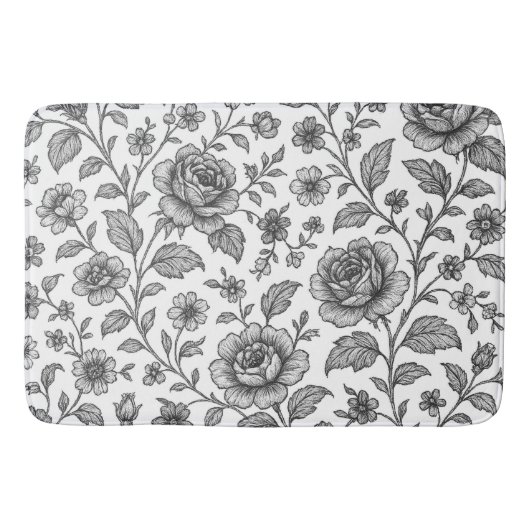 Vintage Rose Blumenmuster Badematte (Vorderseite)