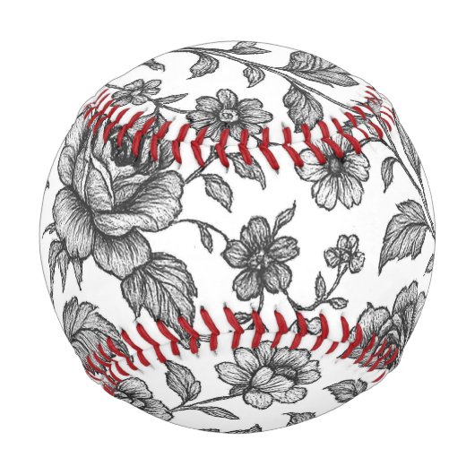 Vintage Rose Blumenmuster Baseball (Vorderseite)