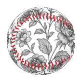 Vintage Rose Blumenmuster Baseball (Vorderseite Links)