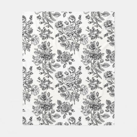 Vintage Rose Blumenmuster Fleecedecke (Vorderseite)