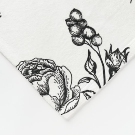 Vintage Rose Blumenmuster Fleecedecke (Ecke)