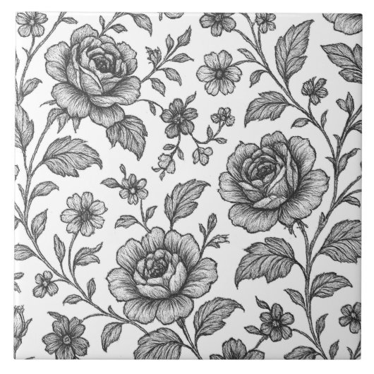 Vintage Rose Blumenmuster Fliese (Vorderseite)