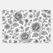 Vintage Rose Blumenmuster Geschenkpapier Set (Vorderseite)