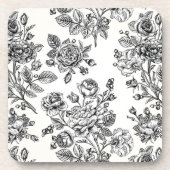 Vintage Rose Blumenmuster Getränkeuntersetzer (Vorderseite)