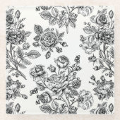 Vintage Rose Blumenmuster Glasuntersetzer (Vorderseite)