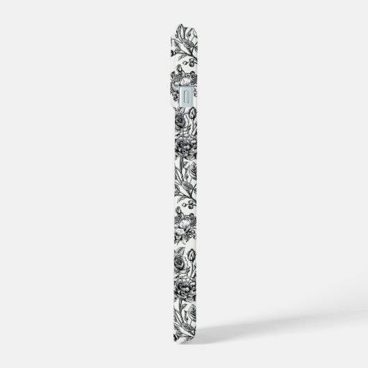 Vintage Rose Blumenmuster iPhone 15 Hülle (Linke Seite)