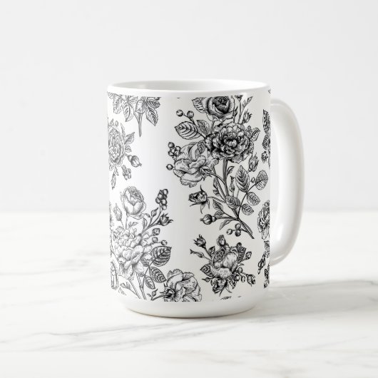 Vintage Rose Blumenmuster Kaffeetasse (VorderseiteRechts)