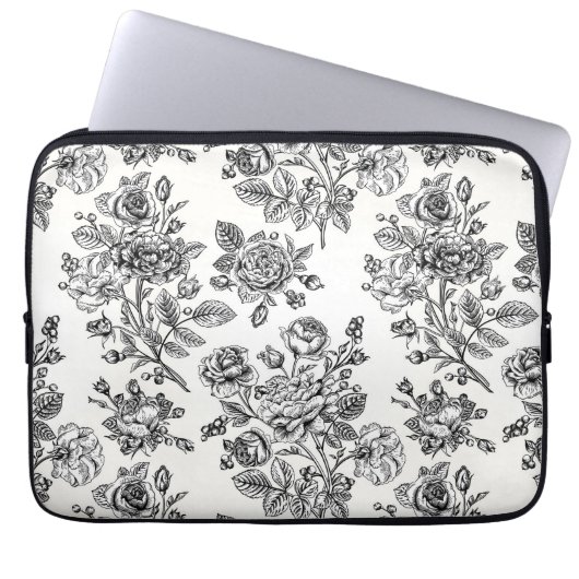 Vintage Rose Blumenmuster Laptopschutzhülle (Vorderseite)