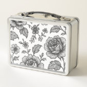 Vintage Rose Blumenmuster Metall Brotdose (Rückseite)