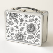 Vintage Rose Blumenmuster Metall Brotdose (Vorderseite)