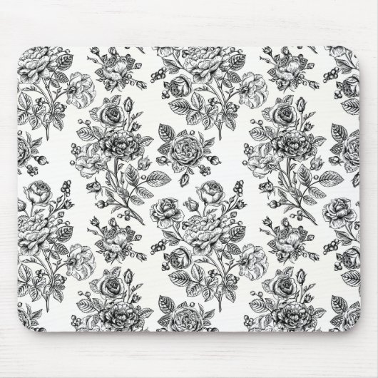 Vintage Rose Blumenmuster Mousepad (Vorne)