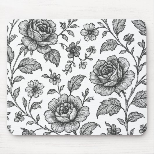 Vintage Rose Blumenmuster Mousepad (Vorne)