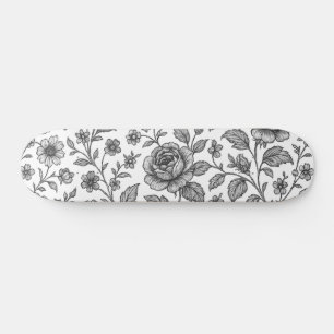 Vintage Rose Blumenmuster Skateboard