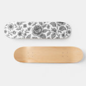 Vintage Rose Blumenmuster Skateboard (Horizontal)