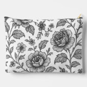 Vintage Rose Blumenmuster Zubehörtasche (Rückseite)