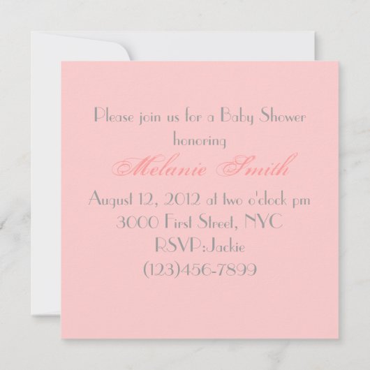 Vintage Rose Blumenrosa Kinderdusche Einladung (Rückseite)