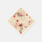 Vintage Rose Blumenrosa und Cremepapier Napkins Serviette (Ecke)