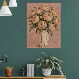 Vintage Rosé-Blütenstrauß-Wandkunst | Romantisch Poster