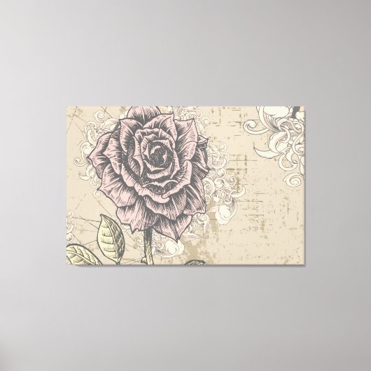 Vintage Rose Blütenüberzogene Canvas Leinwanddruck (Vorderseite)