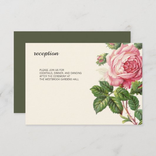 Vintage Rose Boho Wedding Einladung (Vorne/Hinten)