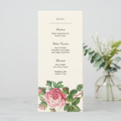 Vintage Rose Boho Wedding Menu Menükarte (Stehend Vorderseite)