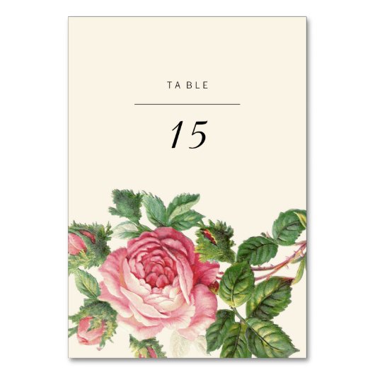 Vintage Rose Boho Wedding Tischnummer (Rückseite)