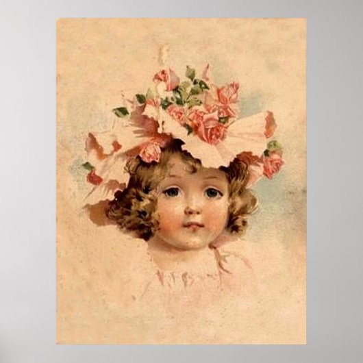 Vintage Rose Bonnet Girl Poster (Vorne)