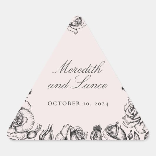 Vintage Rose Border Pink Wedding Stickers (Vorderseite)