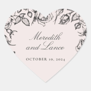 Vintage Rose Border Pink Wedding Stickers