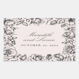 Vintage Rose Border Pink Wedding Stickers