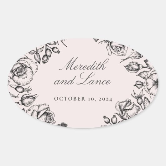 Vintage Rose Border Pink Wedding Stickers (Vorderseite)