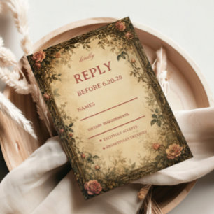 Vintage-Rose-Botanik RSVP Karte