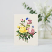 Vintage Rose Botanische Illustration Postkarte (Stehend Vorderseite)