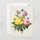 Vintage Rose Botanische Illustration Postkarte (Vorne/Hinten)