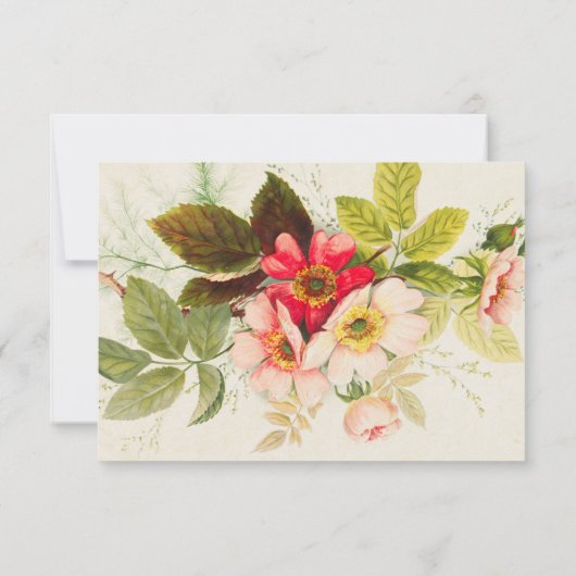 Vintage Rose Bouquet Blumenzwiebelkarte RSVP Karte (Rückseite)