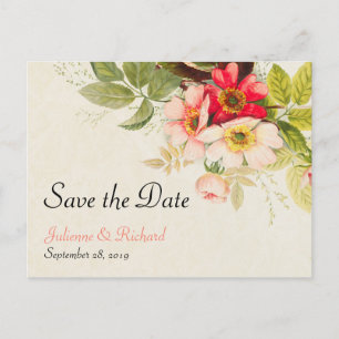 Vintage Rose Bouquet Floral Weding Save the Date Ankündigungspostkarte