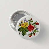 Vintage Rose Bouquet Stickerei Button (Vorne & Hinten)