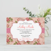 Vintage Rose Bridal Dusche Einladung (Stehend Vorderseite)