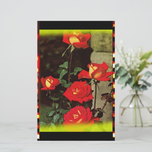 Vintage Rose Briefpapier (Stehend Vorderseite)