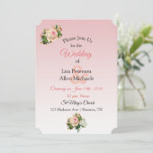 Vintage Rose Champagner Blumenzitterung Einladung (Stehend Vorderseite)