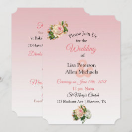 Vintage Rose Champagner Blumenzitterung Einladung