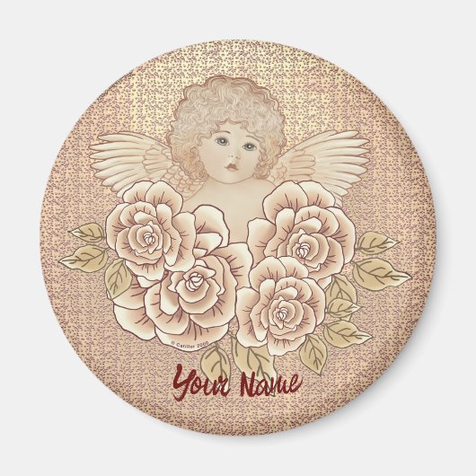 Vintage Rose Cherub Angel Magnet (Vorne)