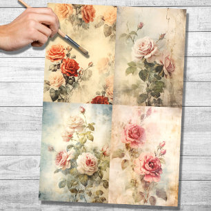 Vintage Rose Collage 1 Dekoupage Paper Seidenpapier
