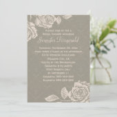 Vintage Rose Creme auf Dusty Gray Brautparty Einladung (Stehend Vorderseite)