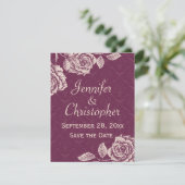 Vintage Rose Creme auf Magenta Save the Date (Stehend Vorderseite)