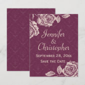 Vintage Rose Creme auf Magenta Save the Date (Vorne/Hinten)