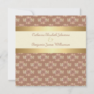 Vintage Rose Creme- und Goldhochzeit Einladung