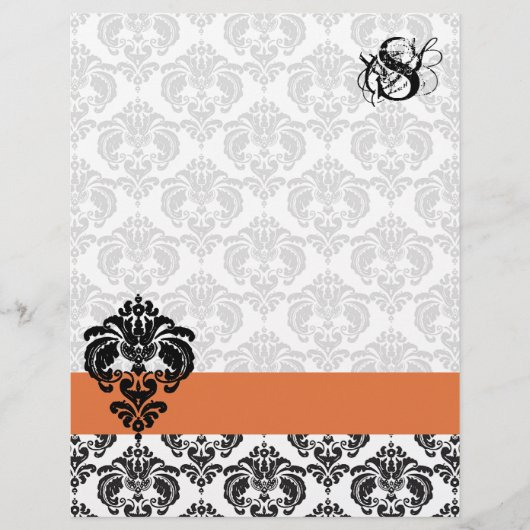 Vintage Rose Damask Monogramm Letterhead (Vorderseite)
