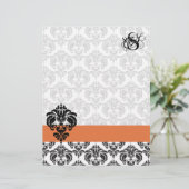 Vintage Rose Damask Monogramm Letterhead (Stehend Vorderseite)